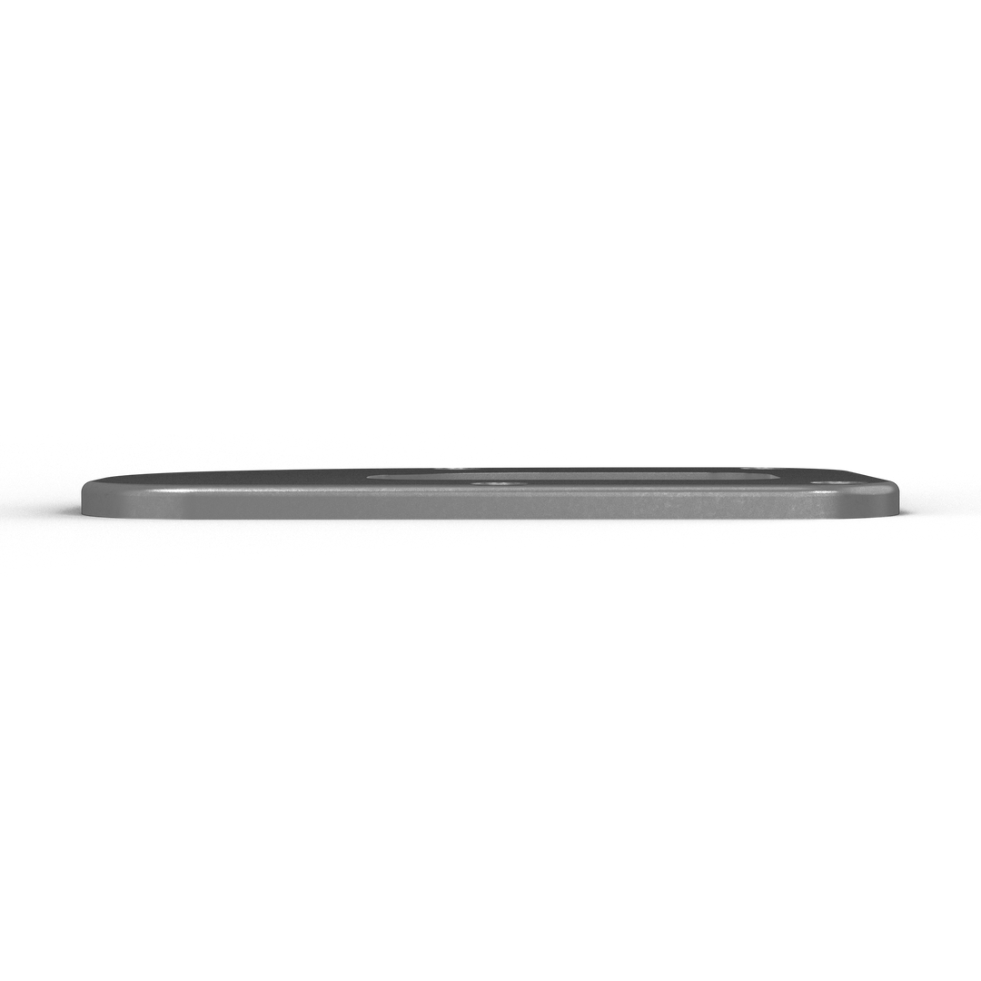 0070-R 3/8" 9.5" x 6.5" D-Pipe Aluminum Countersunk Pad - Top View