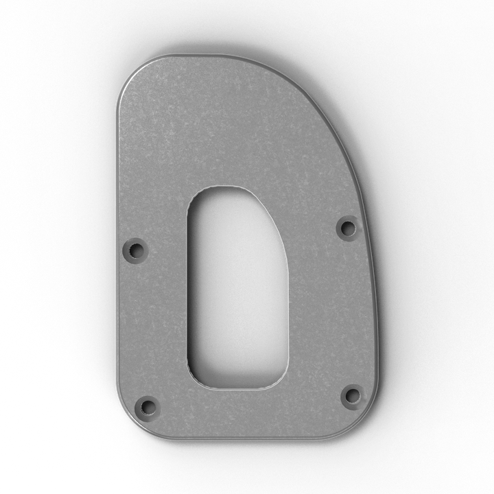 0070-R 3/8" 9.5" x 6.5" D-Pipe Aluminum Countersunk Pad - Side Profile