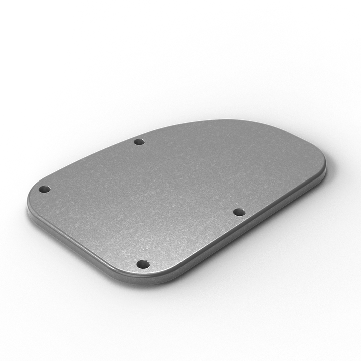 0071-L 3/8" 9.5" x 6.5" D-Pipe Aluminum Grommet Pad - ISO View