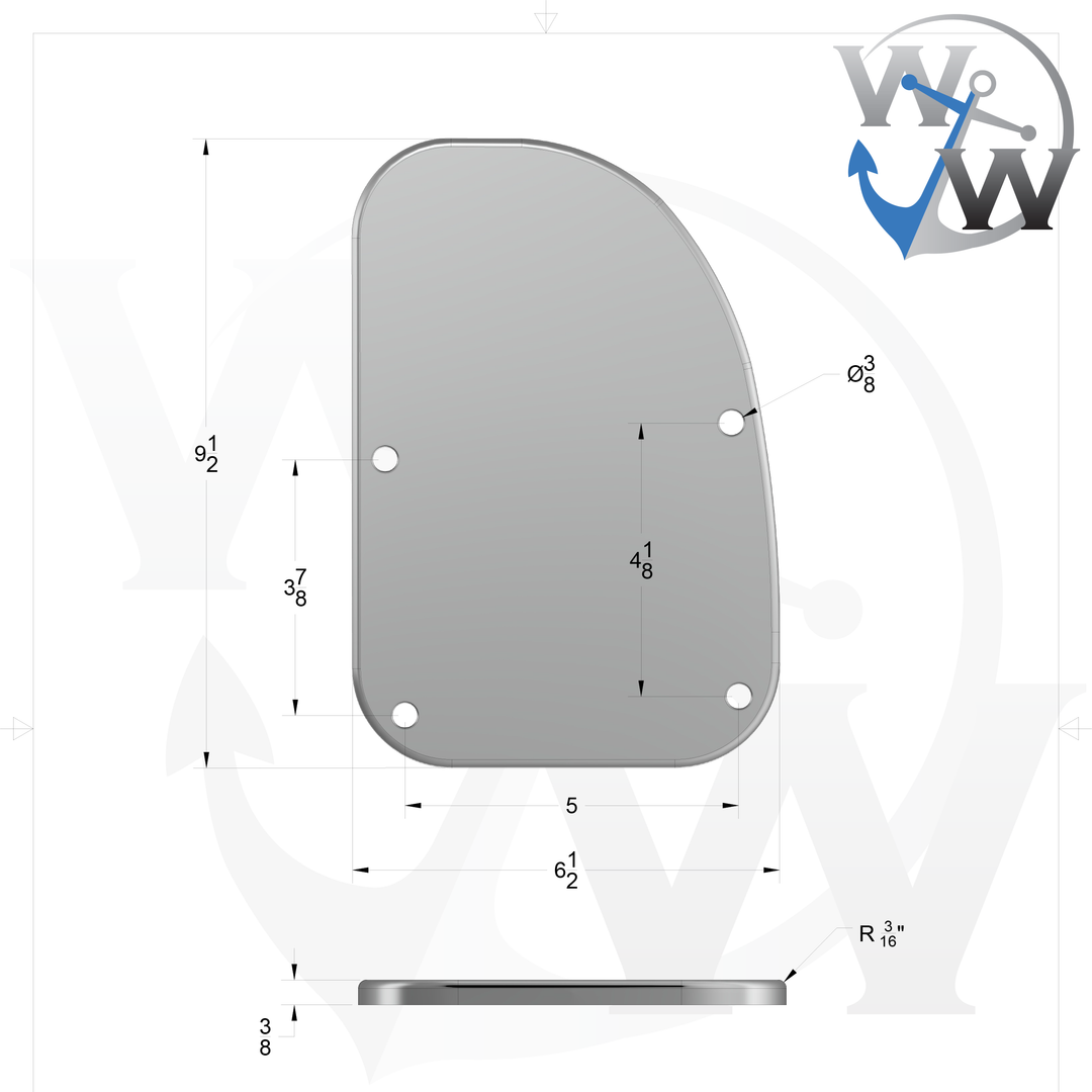 D-5 9.5 x 6.5 Grommet Pad - Right Side