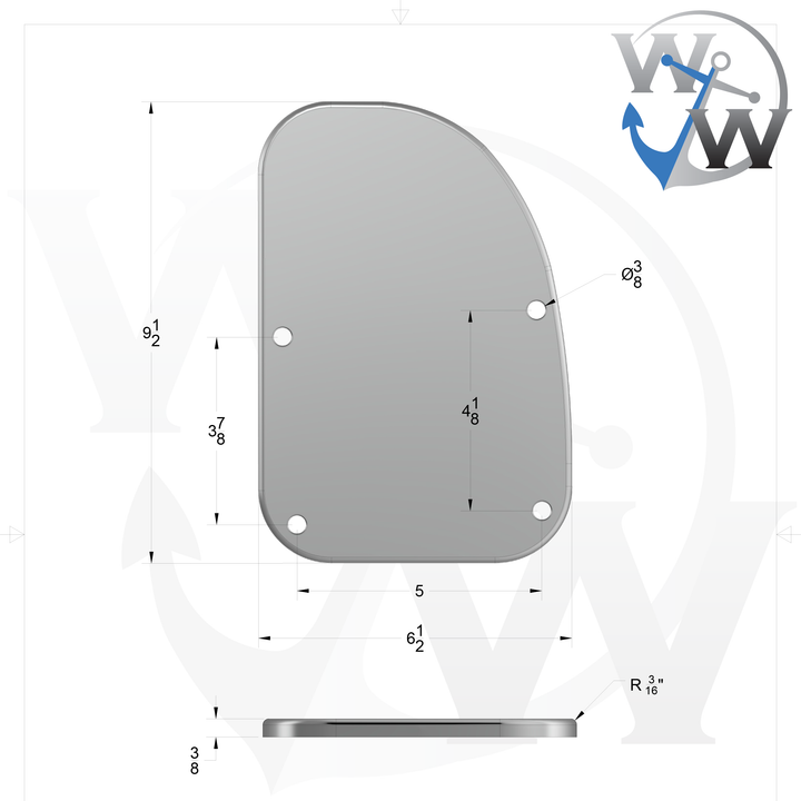 D-5 9.5 x 6.5 Grommet Pad - Right Side