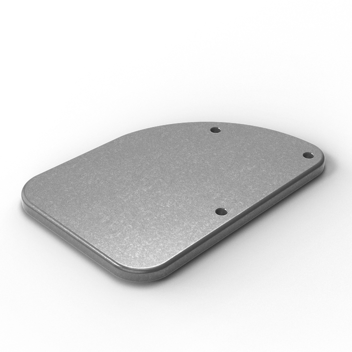 0073-L 3/8" 8" x 5.5" D-Pipe Aluminum Grommet Pad - ISO View