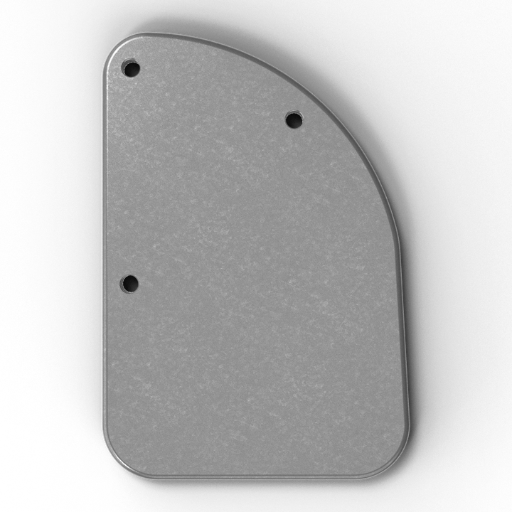 0073-R 3/8" 8" x 5.5" D-Pipe Aluminum Grommet Pad - Side Profile