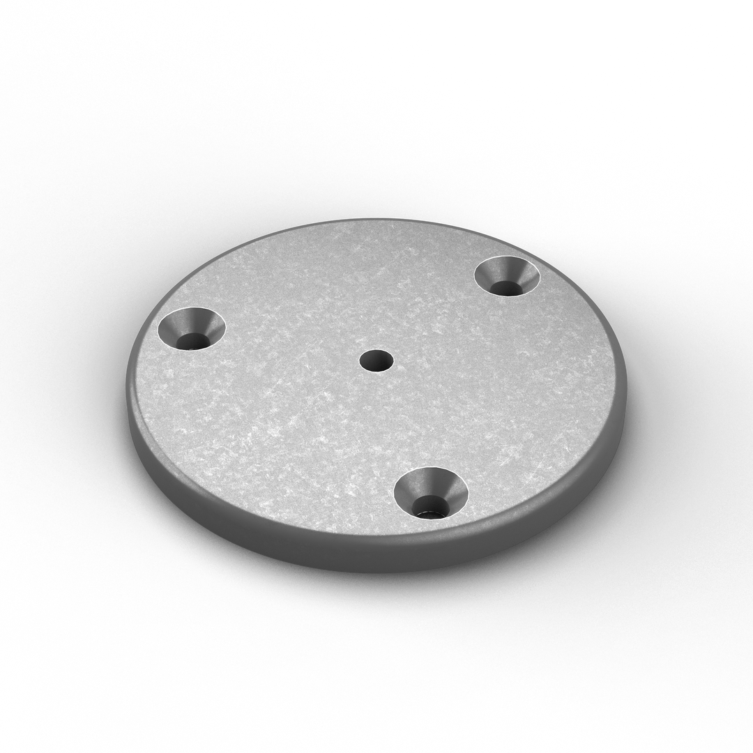 0148 3/8" Thick 4.5" OD Round Aluminum Countersunk Pad - ISO View