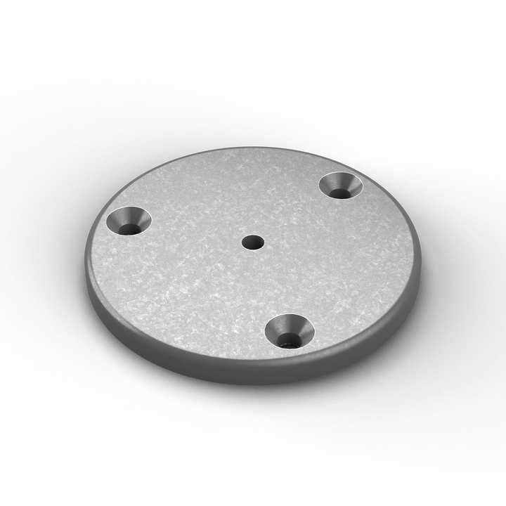 0148 3/8" Thick 4.5" OD Round Aluminum Countersunk Pad - ISO View