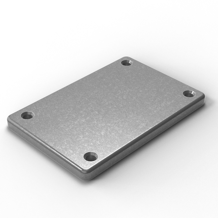 0183 1/4" Thick 2.875" x 2" Aluminum Handrail Feet - ISO View