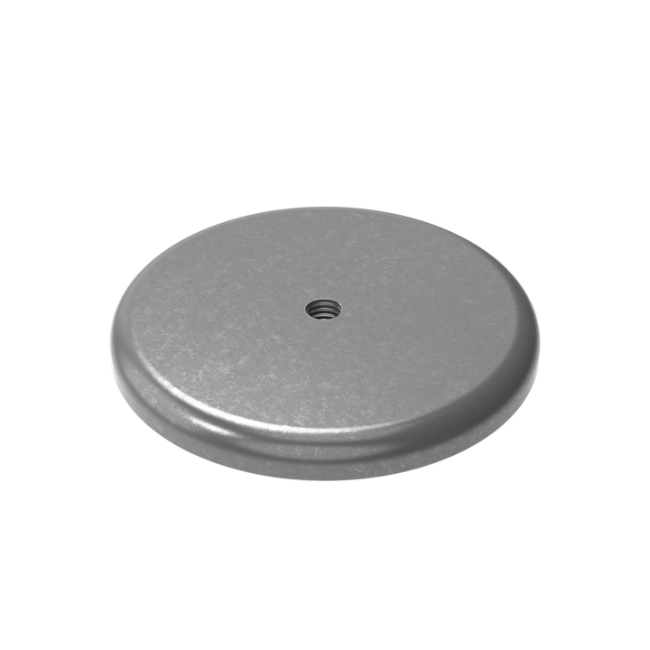1009 3/8" Thick 4.125" OD Round Aluminum Tapped Pad - ISO View