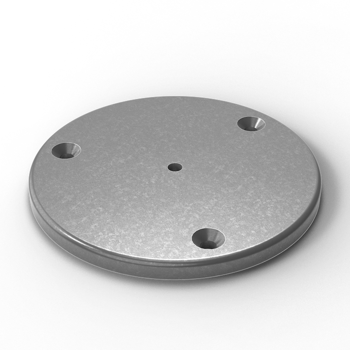 1011 3/8" Thick 6" OD Round Aluminum Countersunk Pad - ISO View