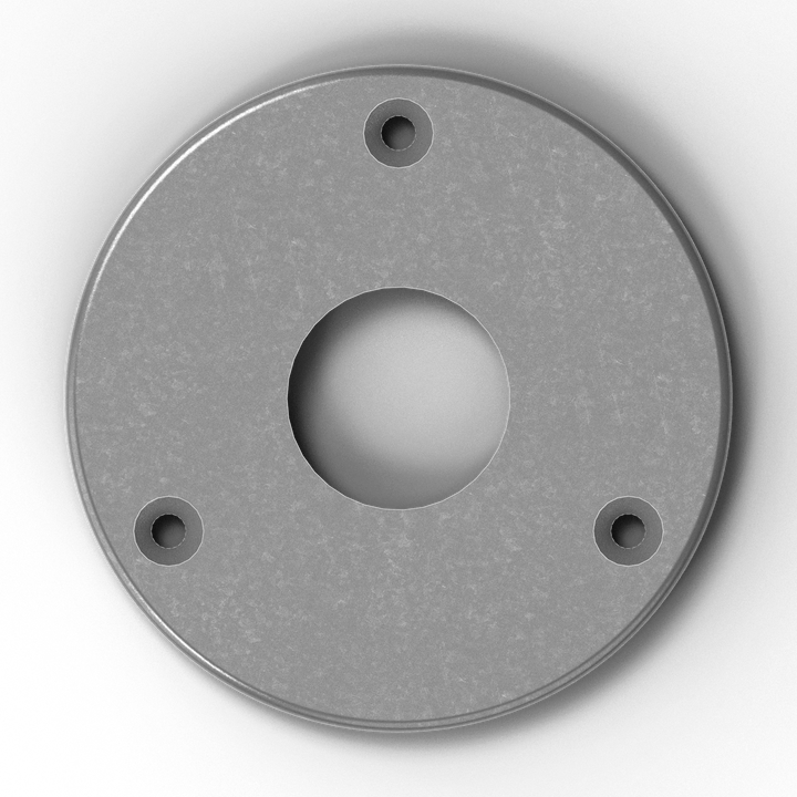 1015 3/8" Thick 6" OD Round Aluminum Countersunk Pad - Side Profile
