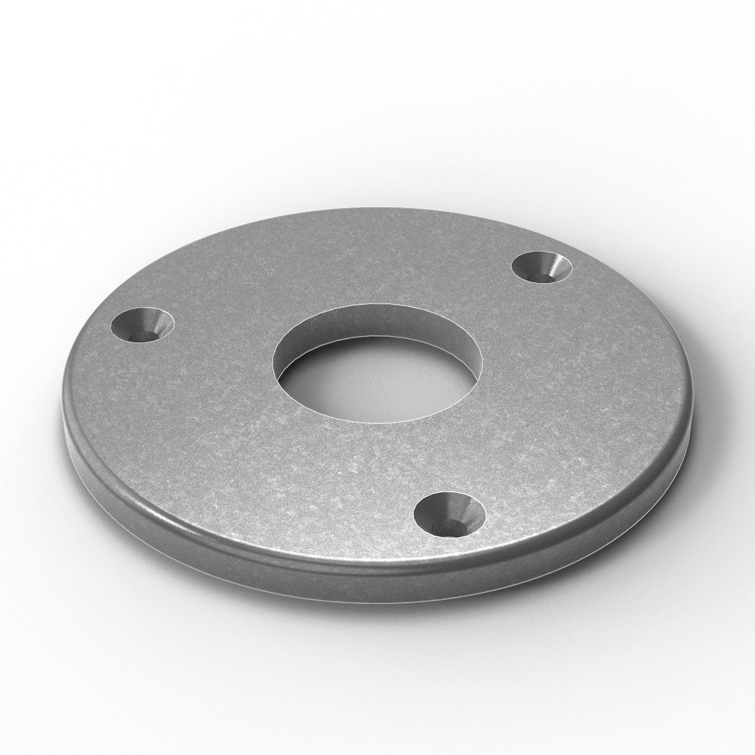 1015 3/8" Thick 6" OD Round Aluminum Countersunk Pad - ISO View