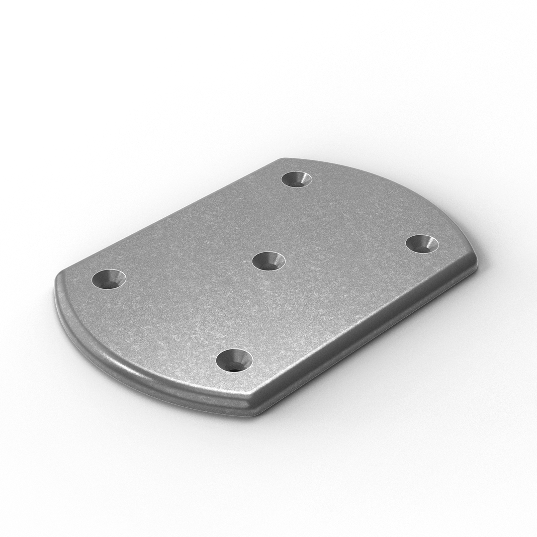 1023 1/4" Thick 6" x 4" Oblong Aluminum Countersunk Pad - ISO View
