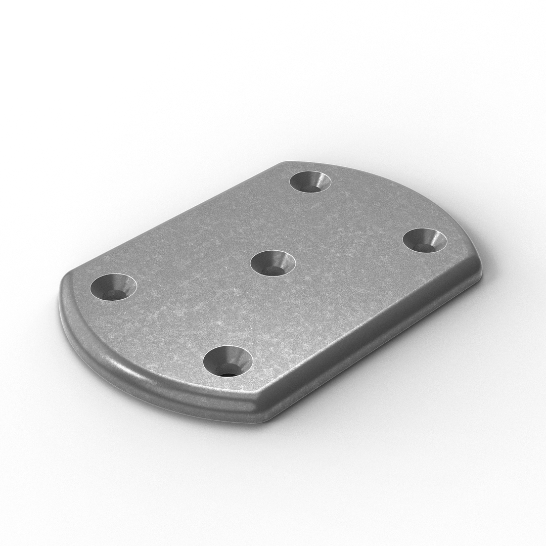 1024 1/4" Thick 4.5" x 3" Oblong Aluminum Countersunk Pad - ISO View