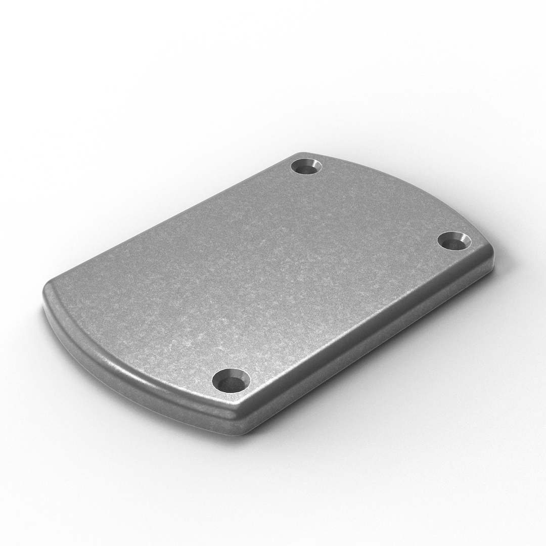 1076-L 3/8" Thick 3.75" x 6" Aluminum Countersunk Pad - ISO View