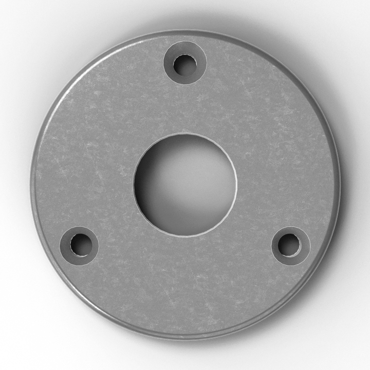 4.5" OD Round 6061 Aluminum Backing Plate | 2" ID Hole | 3/8" Thick | 4-Hole Pattern