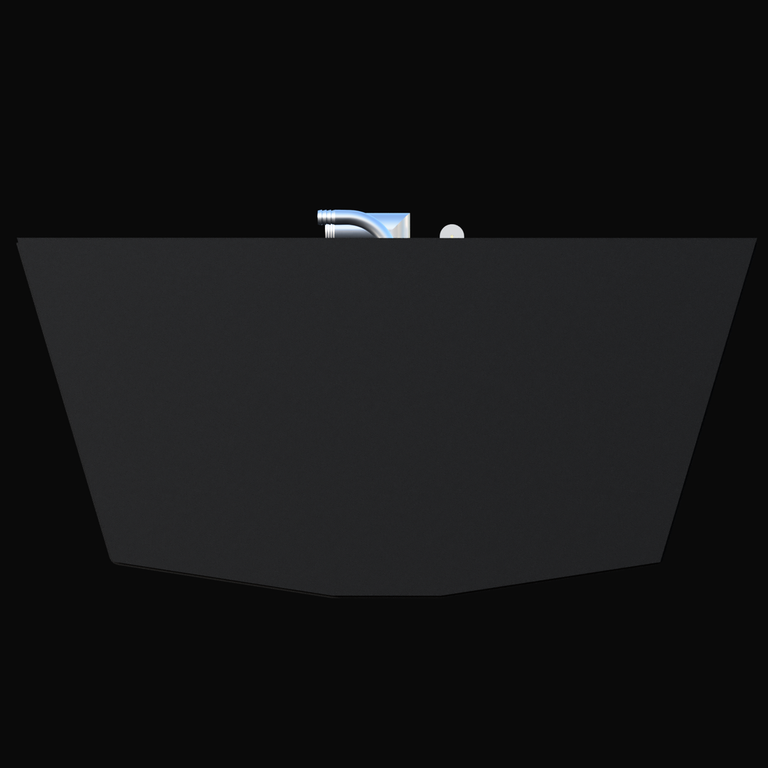 End profile of AquaSport 22 (1985) 89 gal fuel tank, displaying V-shaped hull deadrise and top fittings.