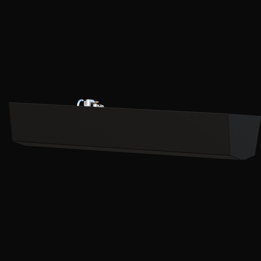 Side profile of AquaSport 22 (1985) 89 gal fuel tank, detailing the long rectangular shape and fitting locations.