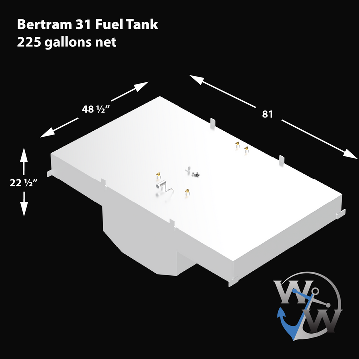 Bertram 31 - 225 gal. OEM Replacement Belly Fuel Tank