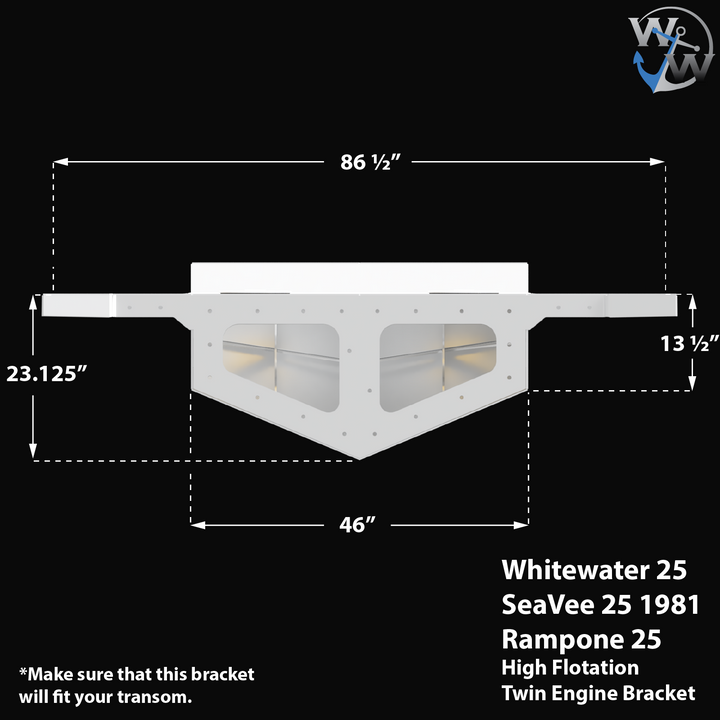 Whitewater/Seavee/Rampone 25 Twin Engine High Flotation Bracket