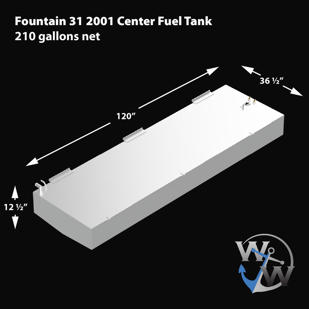 Fountain 31 2001 3-Tank Combo 1 x 210 gal. Center Tank & 2 x 18.5 gal. Saddle Tanks OEM Replacement Fuel Tank Kit