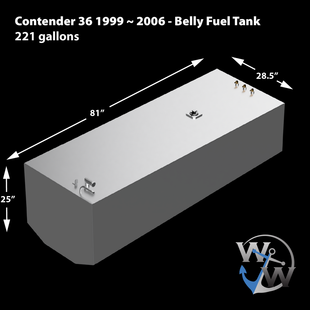 Contender 36' 2005 (1x 159 gal. center & 2x 130 gal. saddle tanks) OEM Replacement Fuel Tank Combo