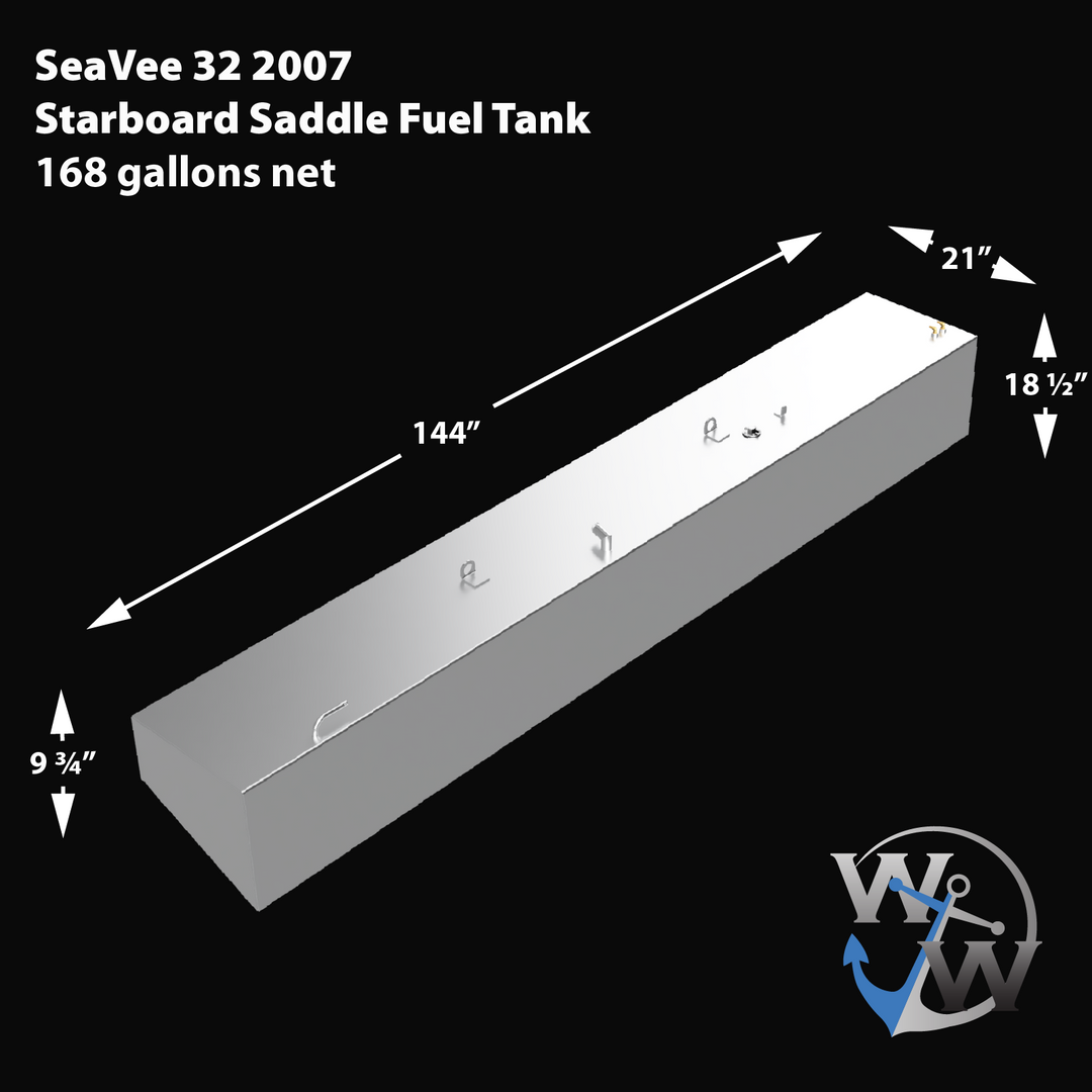 SeaVee 32'  2007 3-Tank Combo 2 x 168 gal. net Saddle Tanks & a 46 gal. net Water Tank OEM Replacement Fuel & Water Tank Kit