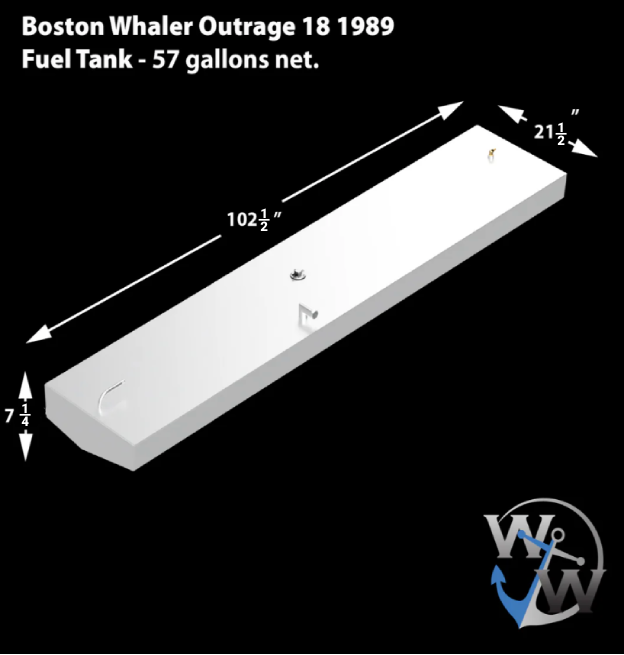 1989 Boston Whaler Outrage 18 with a 57-gallon fuel tank, designed for offshore fishing and recreational boating with a reliable and durable construction