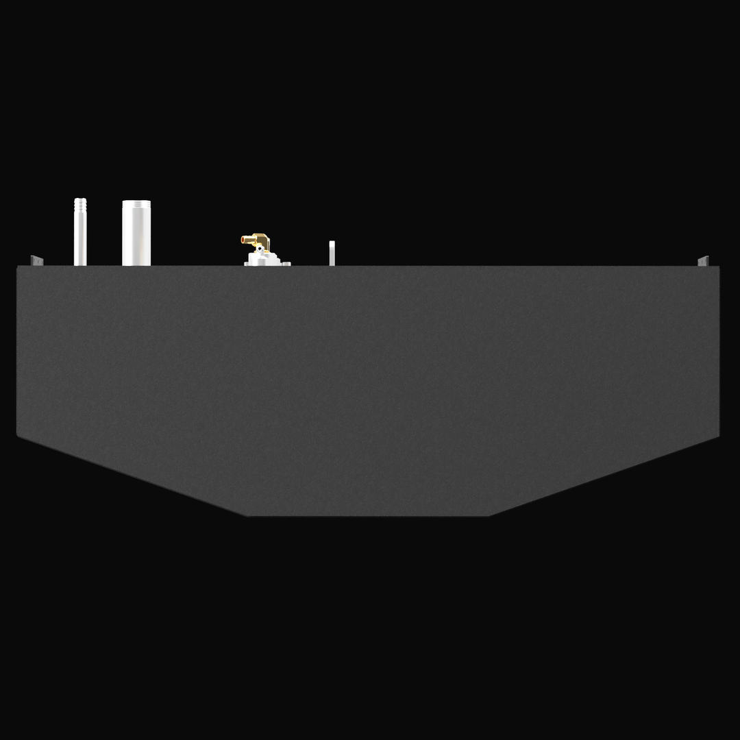 End profile view of Chaparral 290 replacement fuel tank showing V-bottom hull shape