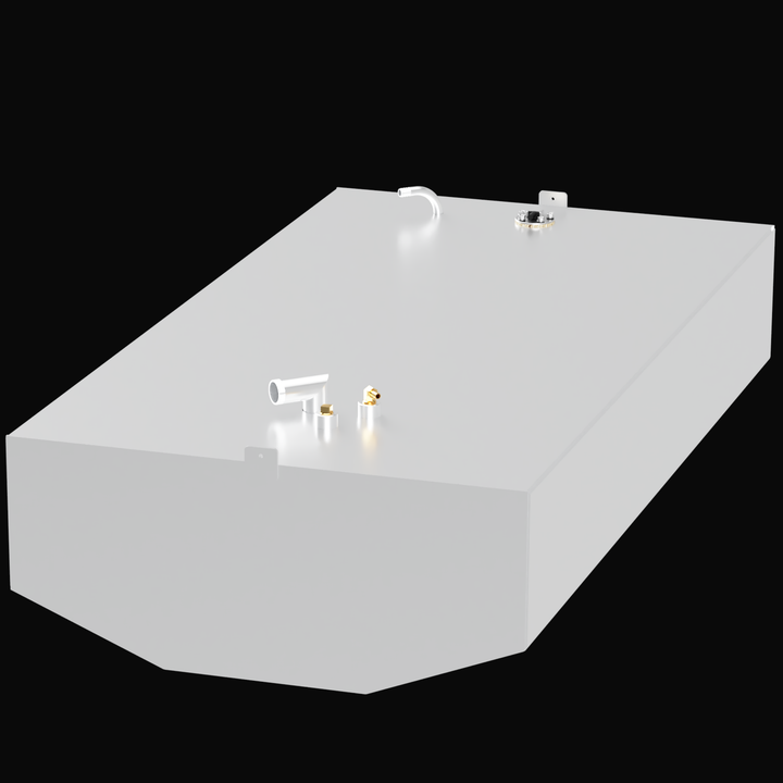 "Diagram showing the dimensions for a Cobia 24.5 2002 98-gallon fuel tank: 60 1/4 inches long, 32 inches wide, and 13 1/2 inches high."