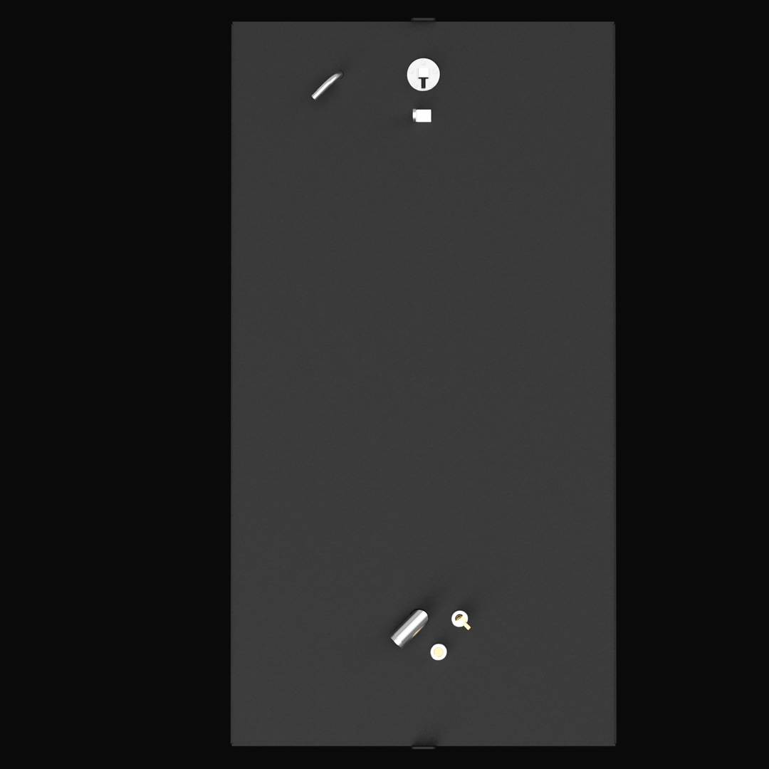 "Top-down view of a rectangular marine fuel tank with a gray finish, showing the layout of the fittings, including the fuel fill, vent, and fuel sender access plate."