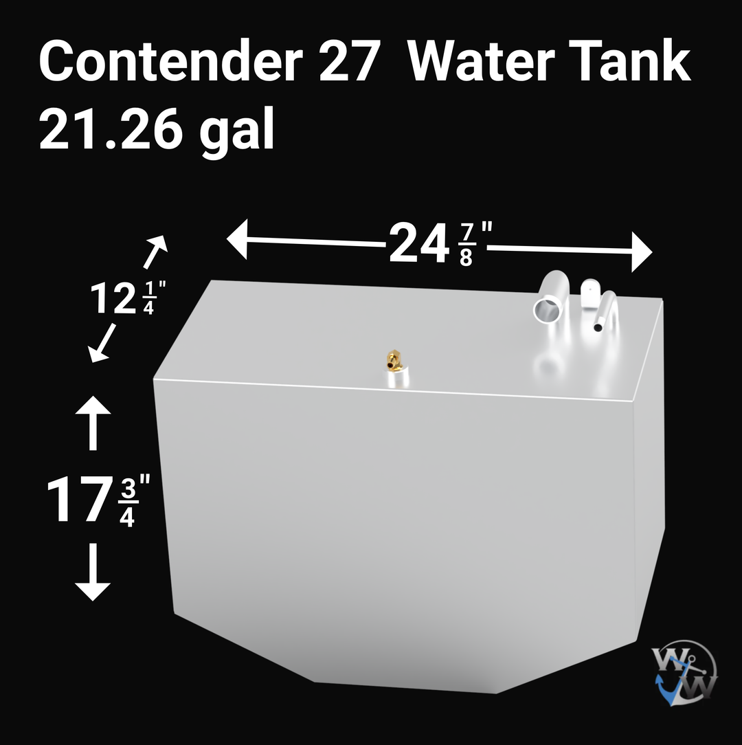 Contender 27 Auxiliary Fuel Tank with a capacity, designed for extended range and optimal performance