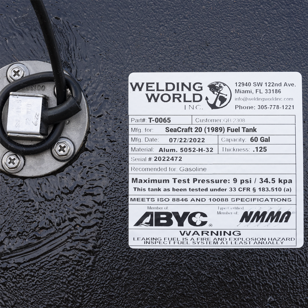 SeaCraft 20 (1989) 60 Gal Fuel Tank | OEM Replacement - Welding World, Inc.