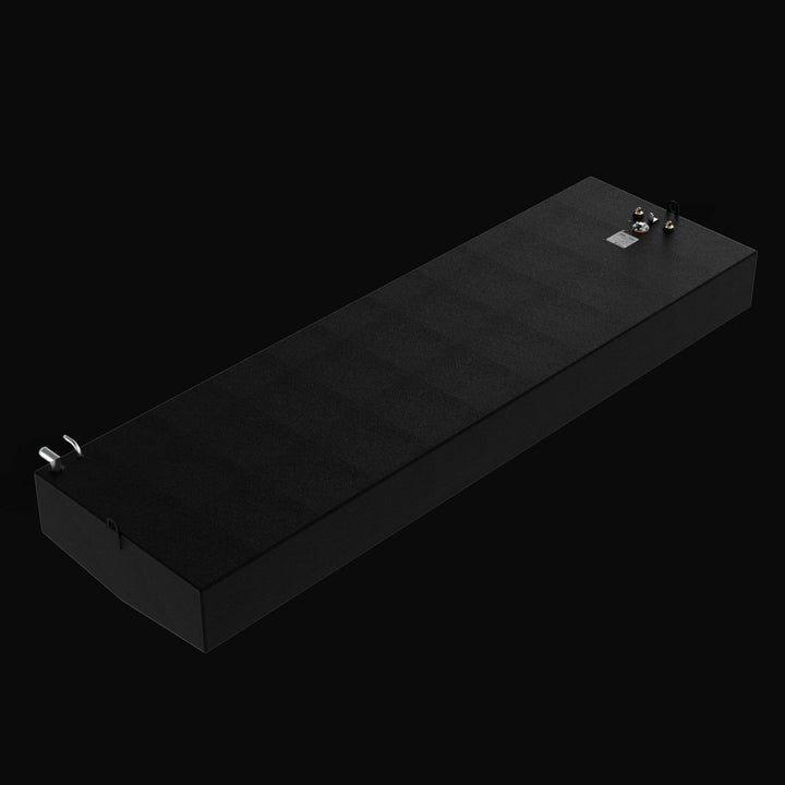 Close-up view of a 213-gallon Fountain 30 (2001) fuel tank showing the heavy-duty Coal Tar Epoxy finish and precision TIG welding. This angle highlights the secure fuel fill and vent ports, ensuring an exact OEM drop-in fit that matches the original factory mounting points and hull geometry.