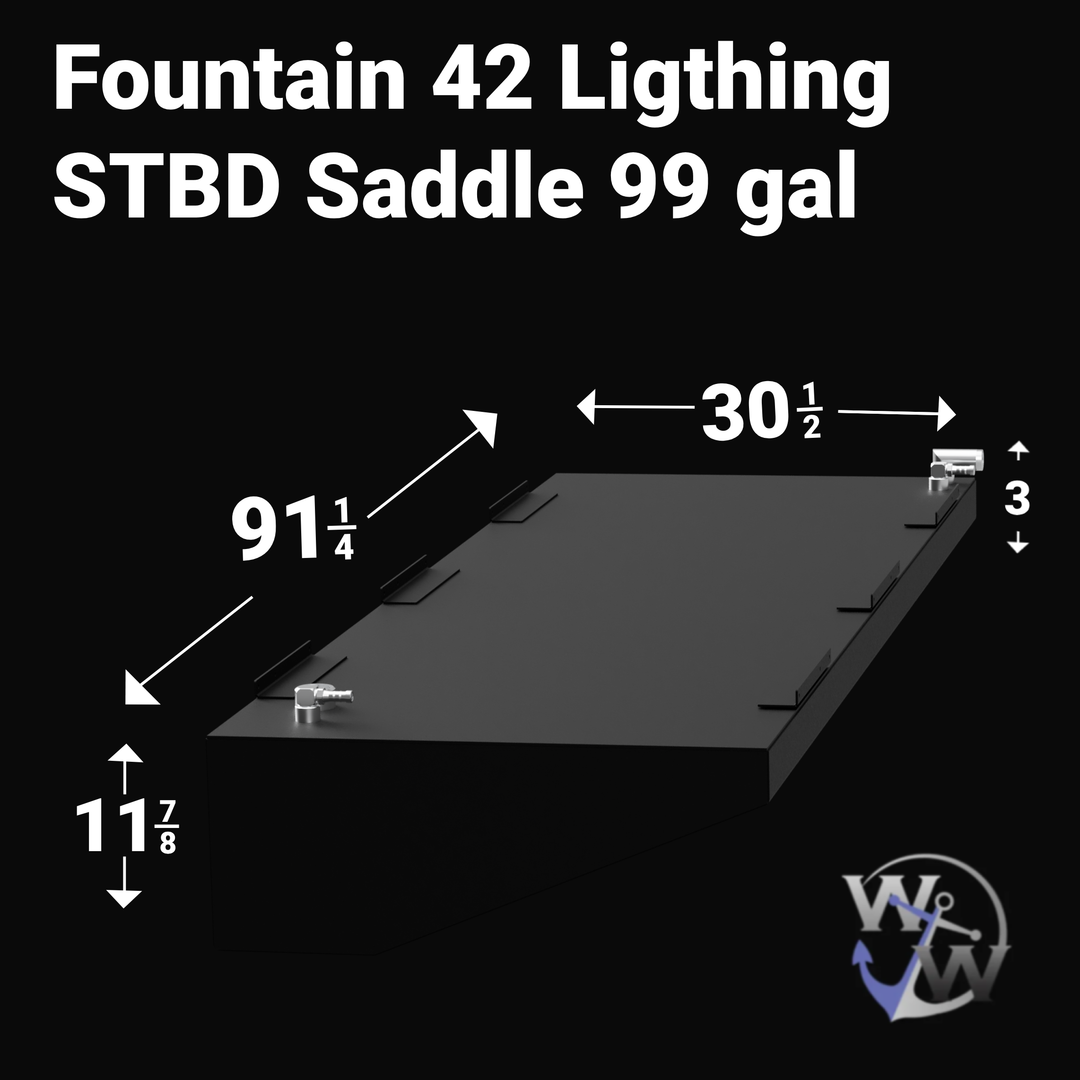 Fountain 42 with integrated lighting on the starboard side, designed to enhance visibility and style for nighttime boating and offshore fishing