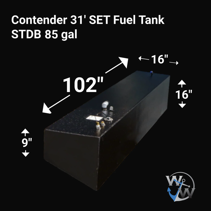Contender 31' OEM Replacement 3 Fuel Tank Combo Kit #1 - 1 Large Belly (128 gal.) & 2 Standard Saddle Tanks (85 gal.) & 1 Water Tank (21.26 gal.) - Welding World, Inc.