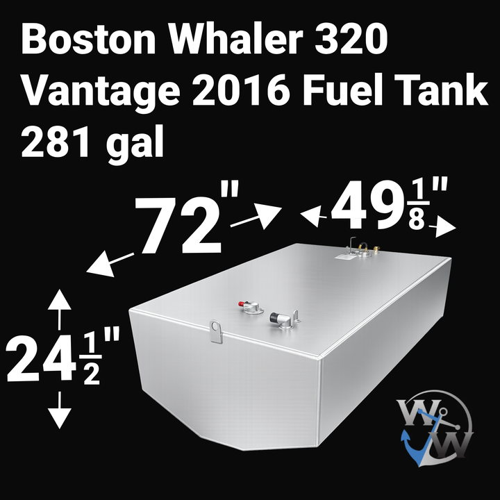 Boston Whaler 320 Vantage 2016 281 gal Aluminum Marine Fuel Tank — dimension diagram