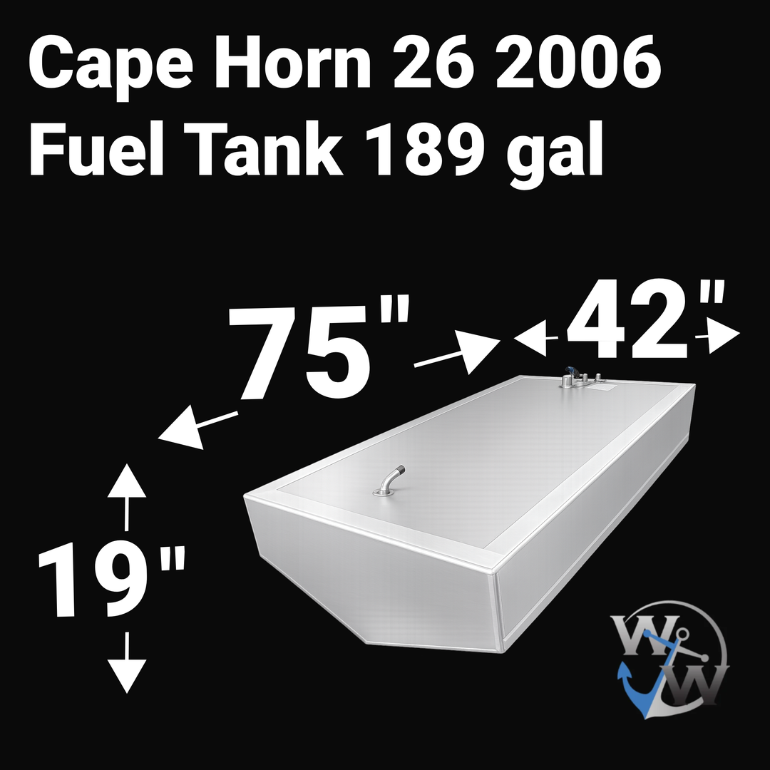 Cape Horn 26 2006 189 gal Aluminum Marine Fuel Tank — dimension diagram