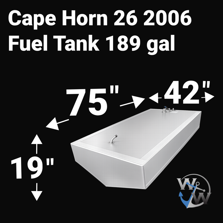 Cape Horn 26 2006 189 gal Aluminum Marine Fuel Tank — dimension diagram