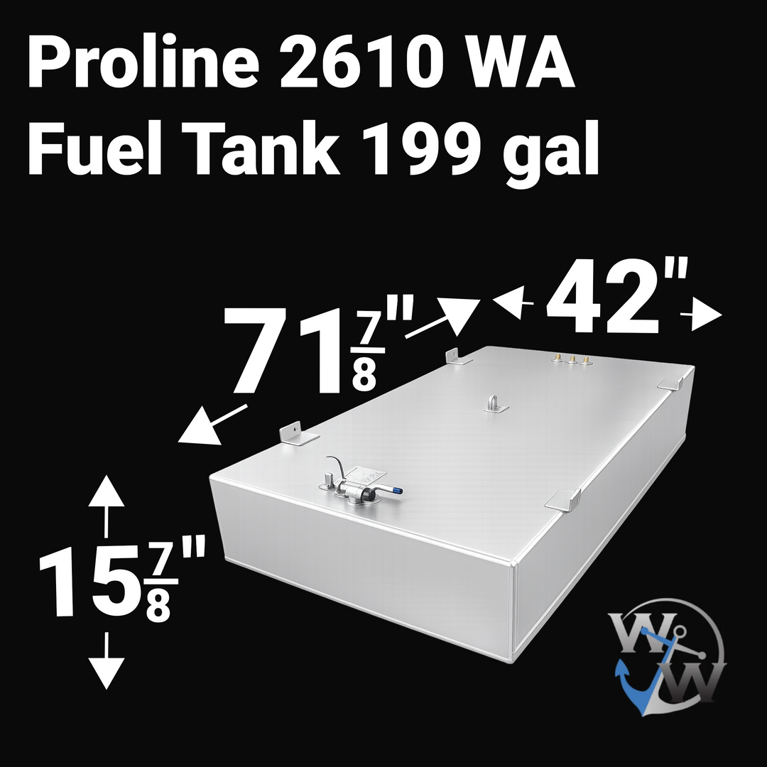 Proline 2610 WA 199 gal Aluminum Marine Fuel Tank — dimension diagram