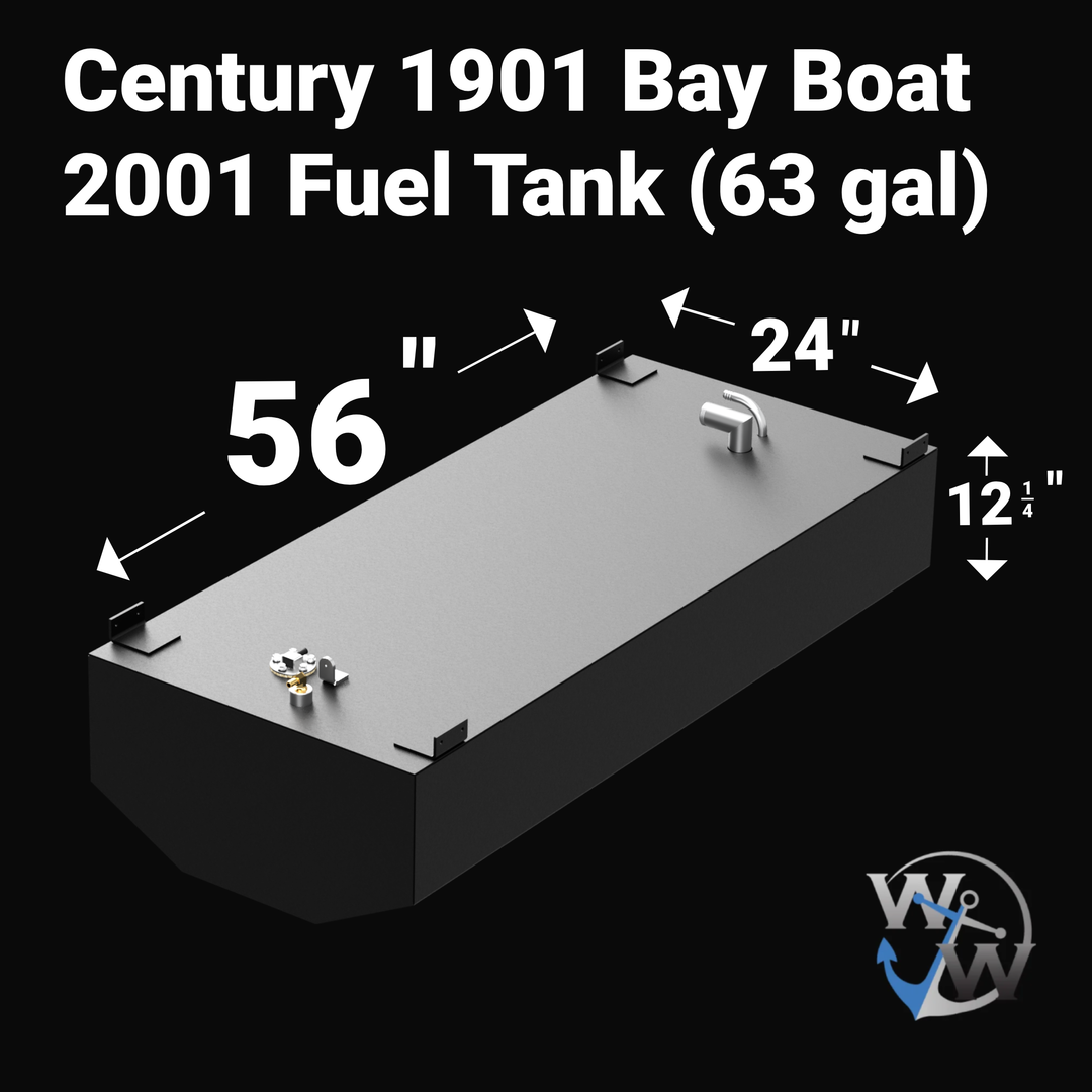 Century 1901 Bay Boat 2001 fuel tank with a 63-gallon capacity, built for durability, reliability, and optimal performance