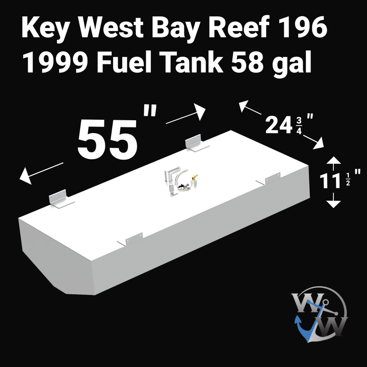 Key West Bay Reef 196' 1999 fuel tank with a 58-gallon capacity, designed to provide durability and reliability for your boat