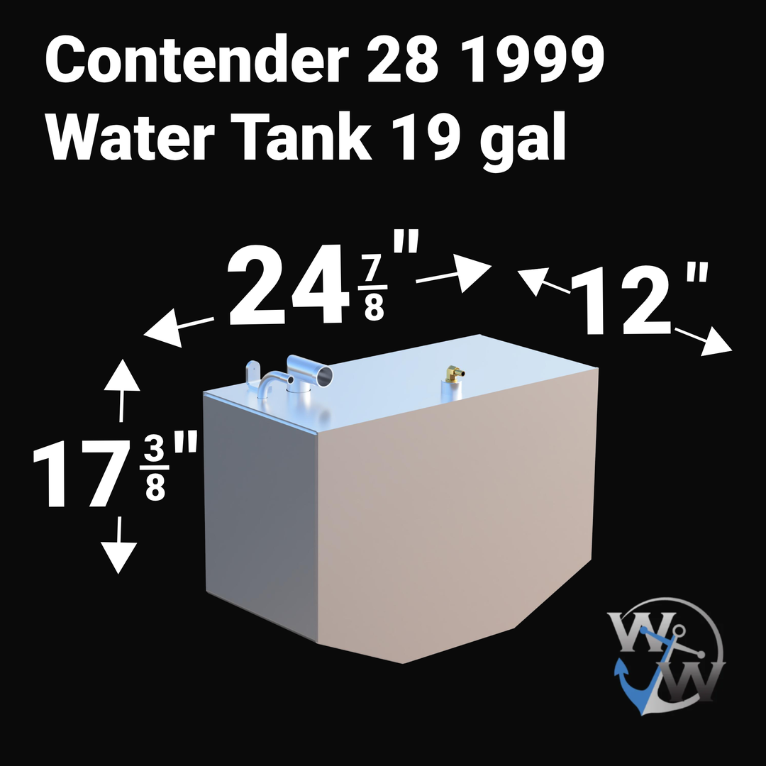 Contender 28 Fuel Tank Center (172 gal) Water (19 gal) PORT/STBD ( 28 gal ea.) | 1999 OEM Replacement - Welding World, Inc.