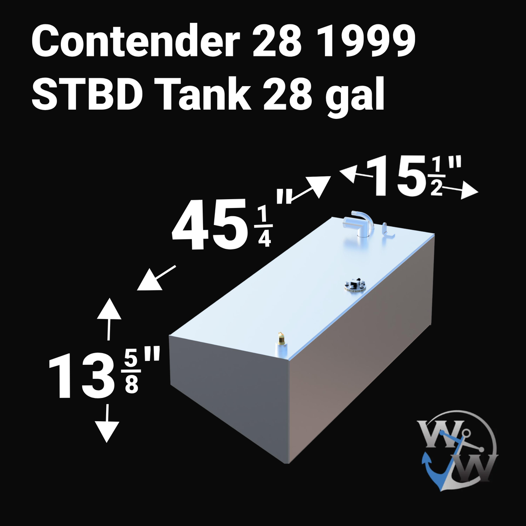Contender 28 Fuel Tank Center (172 gal) Water (19 gal) PORT/STBD ( 28 gal ea.) | 1999 OEM Replacement - Welding World, Inc.