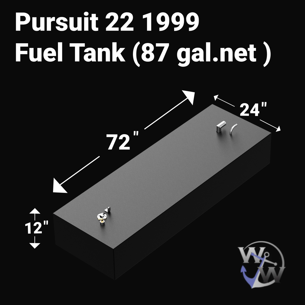 Pursuit 22 1999 fuel tank with 87-gallon capacity, ideal for efficient marine fuel storage