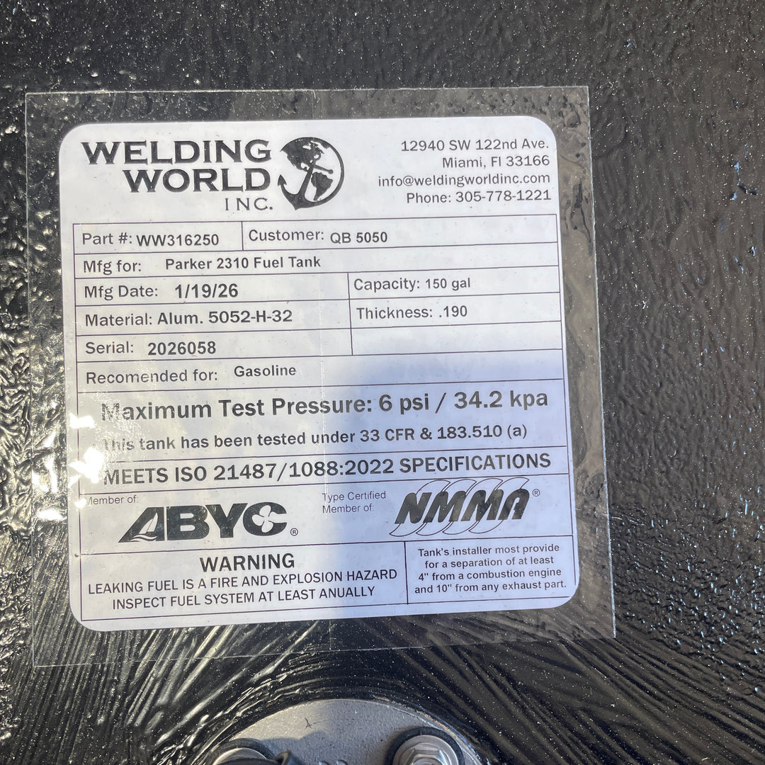 Parker 2310 - 150 gal. - Belly Fuel Tank | OEM Replacement - Welding World, Inc.