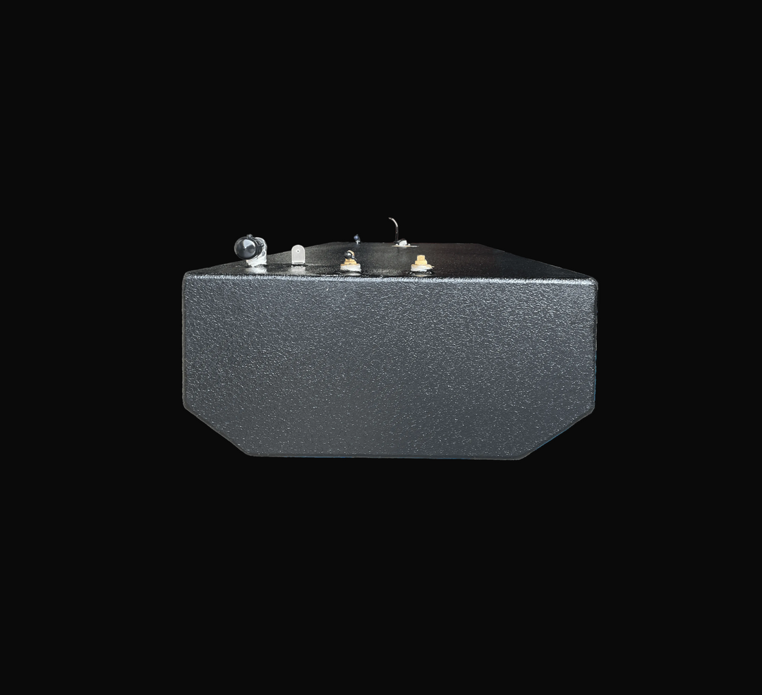 Contender 21 (2002) 98 gal coated fuel tank profile view showing fill, vent, and sender fitting alignment.