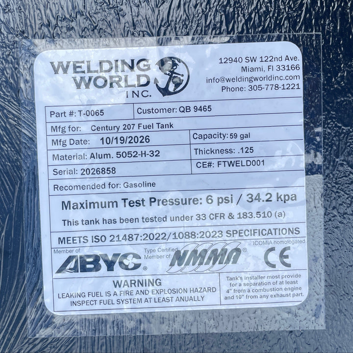 Century 207 Fuel Tank (59 gal) | 2001 OEM Replacement