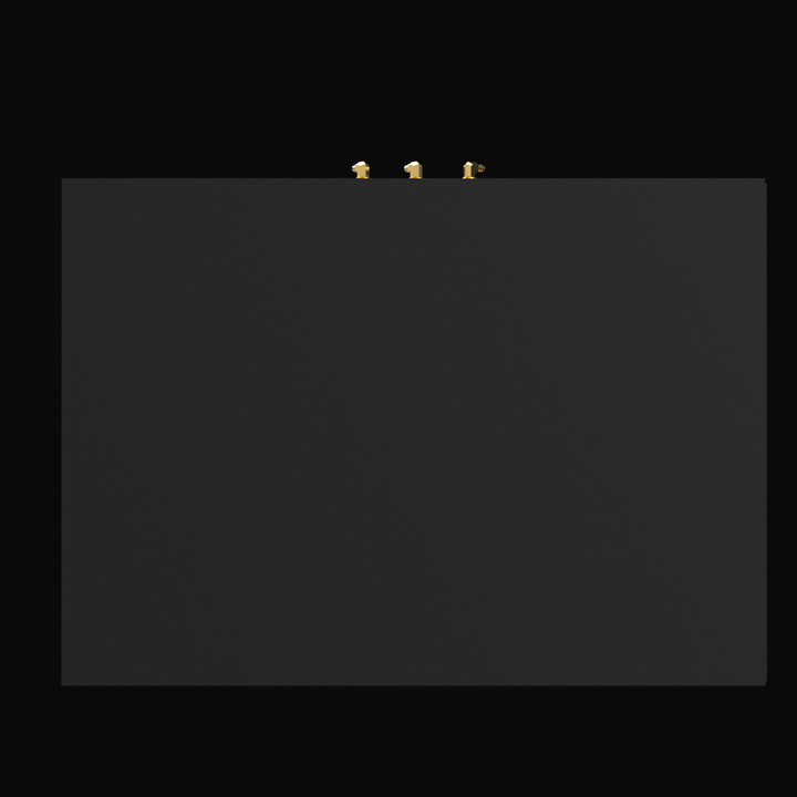 A direct top-down view of the dark grey, rectangular Intrepid 350 WA fuel tank is shown in this 3D render. Three brass-colored fittings are visible near the top edge.