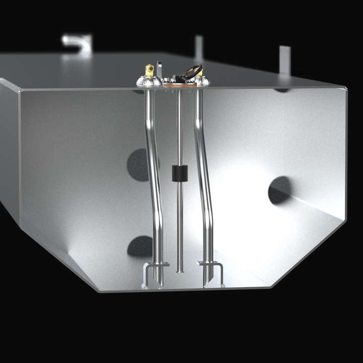 Parker 23 DV / 2300 CC 1993-2007 150 gal Aluminum Marine Fuel Tank — unpainted aluminum finish view
