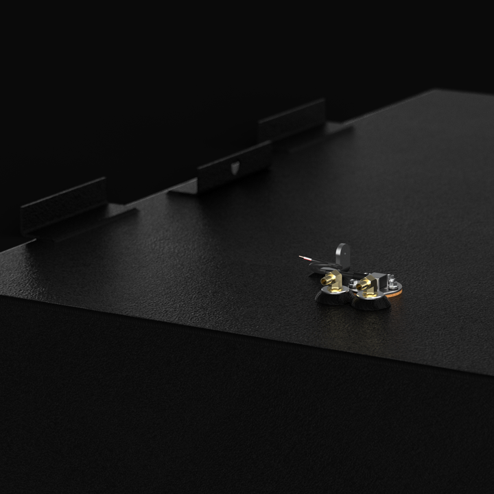 Top-down technical identification view of a Regulator marine fuel tank. This high-conversion image highlights the precision placement of the fuel fill, vent, and dual pickup ports alongside the electronic fuel sender. The detailed shot showcases the thick, protective Coal Tar Epoxy coating over heavy-duty .190 aluminum, ensuring long-term resistance to saltwater and ethanol while maintaining full ABYC and USCG compliance.