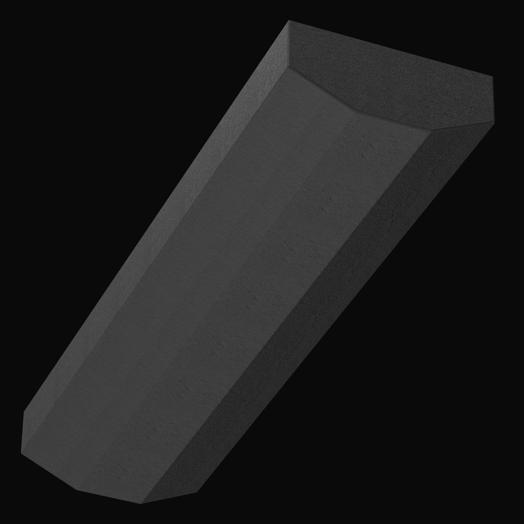 High-angle isometric view of the Renegade 32 replacement fuel tank in silver raw aluminum, displaying the full length, lifting eyes, and fuel sender unit